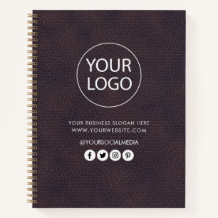 Your Business Logo & Text Company Branded Leather  Notebook