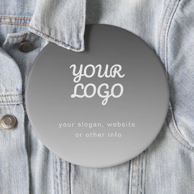 Your Business Logo & Text | Dark Grey Ombre  6 Cm Round Badge (In Situ)