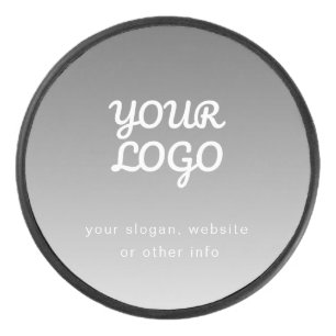 Your Business Logo & Text Dark Grey Ombre Hockey Puck