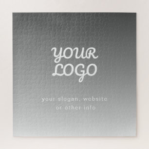 Your Business Logo & Text   Dark Grey Ombre  Jigsaw Puzzle