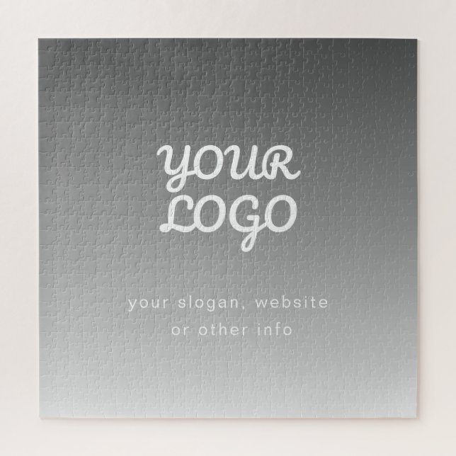 Your Business Logo & Text | Dark Grey Ombre  Jigsaw Puzzle (Vertical)