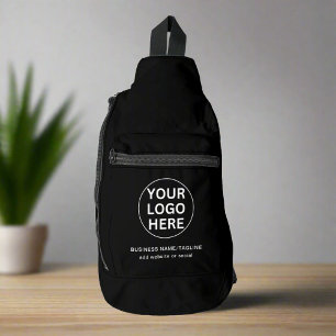 Your Business logo & Text Here l Black & White Sling Bag