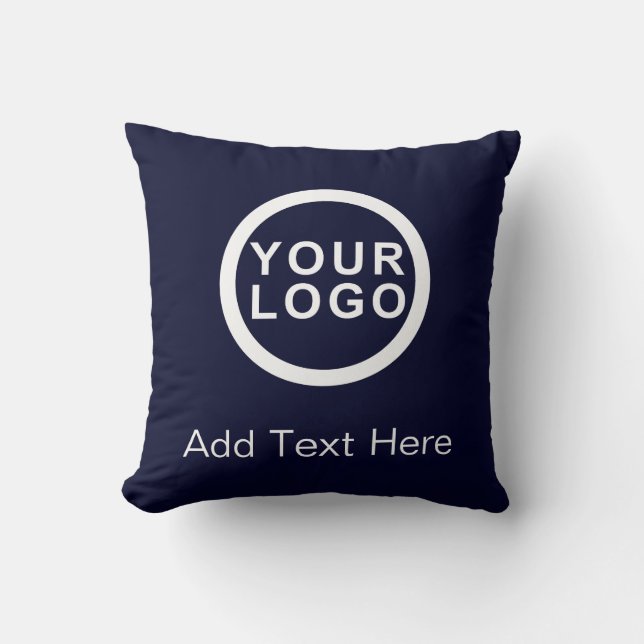 Your Business Logo | Text Promotional Brand Navy  Cushion (Front)