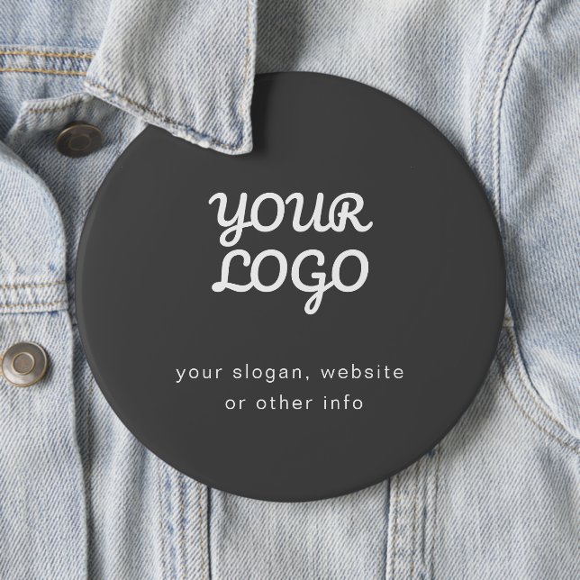 Your Business Logo & Text | Stylish Dark Grey 6 Cm Round Badge (In Situ)