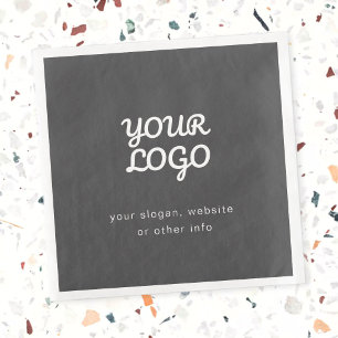 Your Business Logo & Text Stylish Dark Grey Napkin