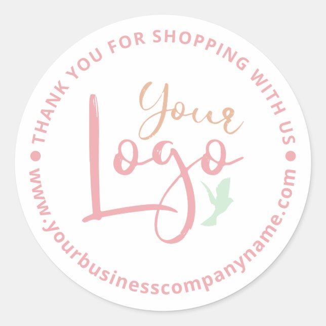Your Business Logo Thank You Round Stickers (Front)