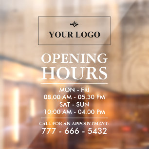 Your Business Logo White Opening Hours & Number