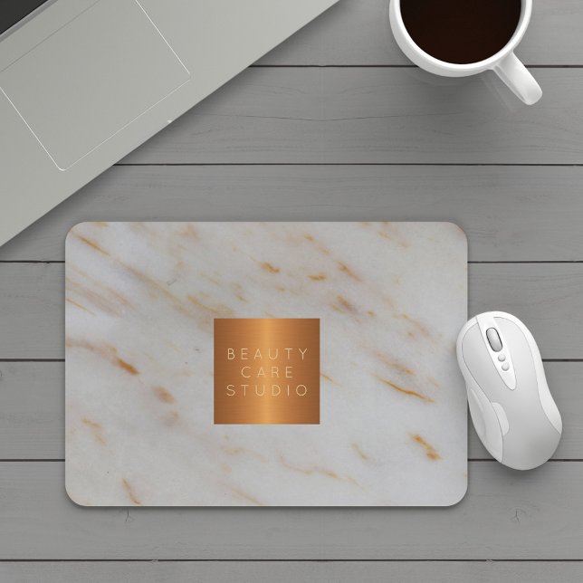 Your business name copper metallic grey marble mouse pad (Creator Uploaded)