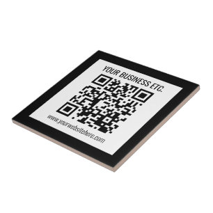Your Business Name & Editable QR Code Ceramic Tile