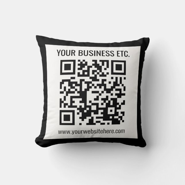 Your Business Name & Editable QR Code Cushion (Front)