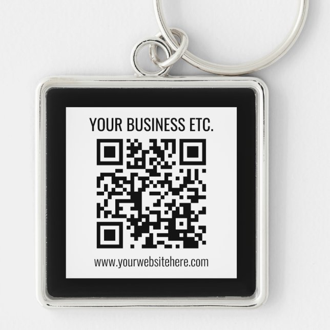 Your Business Name & Editable QR Code Key Ring (Front)