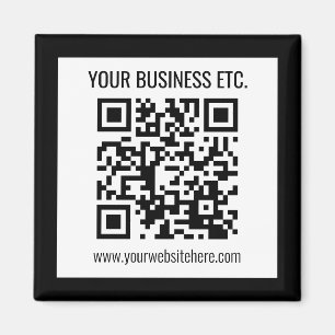 Your Business Name & Editable QR Code Magnet