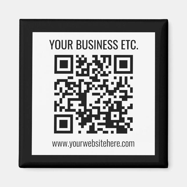 Your Business Name & Editable QR Code Magnet (Front)