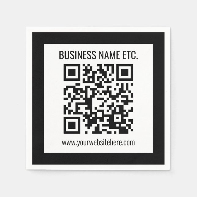 Your Business Name & Editable QR Code Napkin (Front)