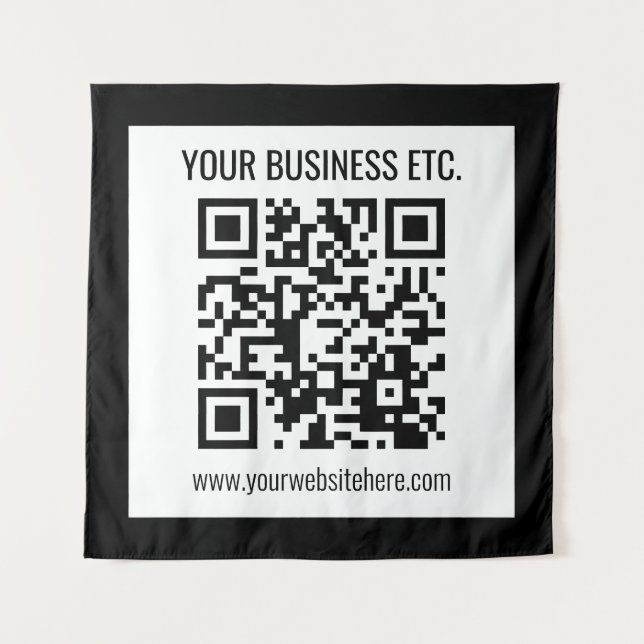 Your Business Name & Editable QR Code Tapestry (Front)