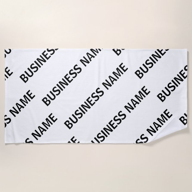 Your Business Name Pattern | Black & White Beach Towel (Front)