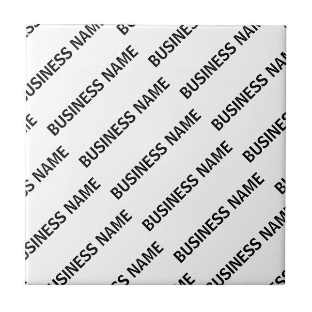 Your Business Name Pattern | Black & White Ceramic Tile (Front)