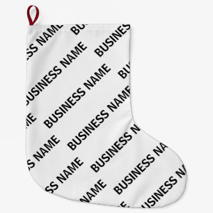 Your Business Name Pattern   Black & White Large Christmas Stocking