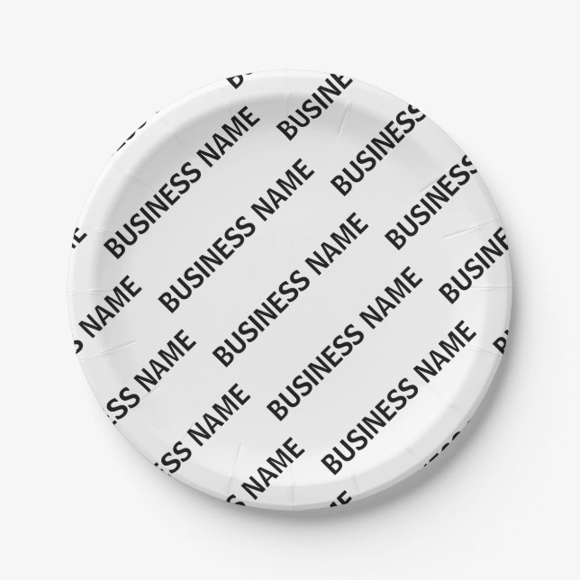 Your Business Name Pattern | Black & White Paper Plate (Front)