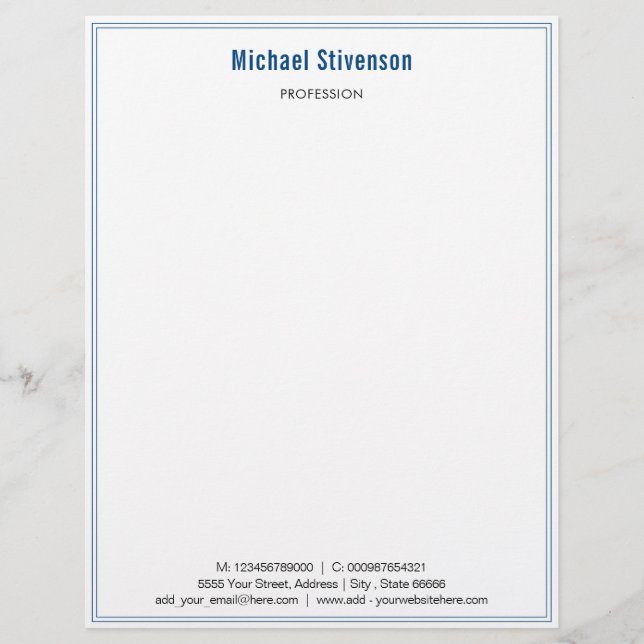 Your Business Name Profession Address Colour Frame Custom Letterhead (Front)