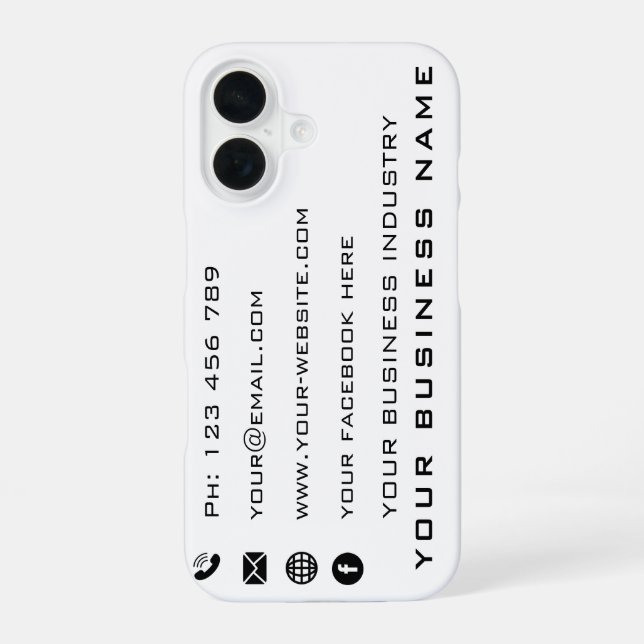 Your Business Name Text Info iPhone Case Example (Back)
