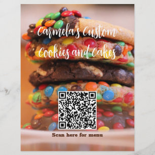Your Business Name Text with Menu QR Code Cookie