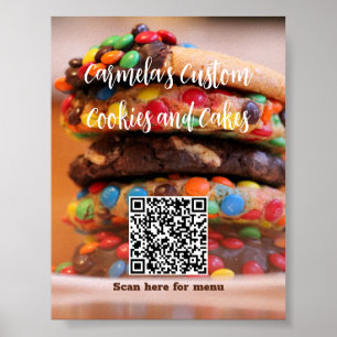Your Business Name Text with Menu QR Code Photo Poster