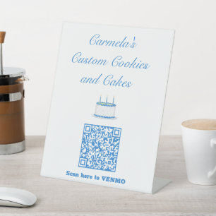 Your Business Name Text with Payment QR Code Pedestal Sign