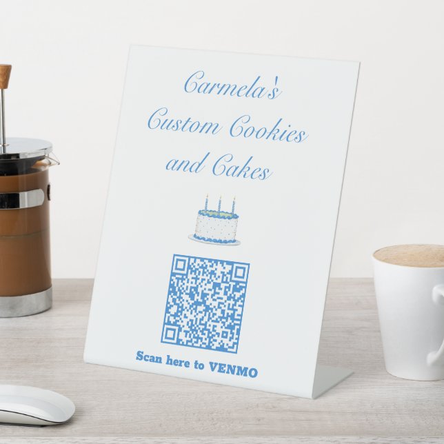 Your Business Name Text with Payment QR Code  Pedestal Sign (In SItu)