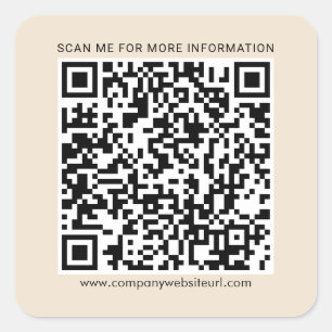 Your Business QR Code and Company Website Square Sticker