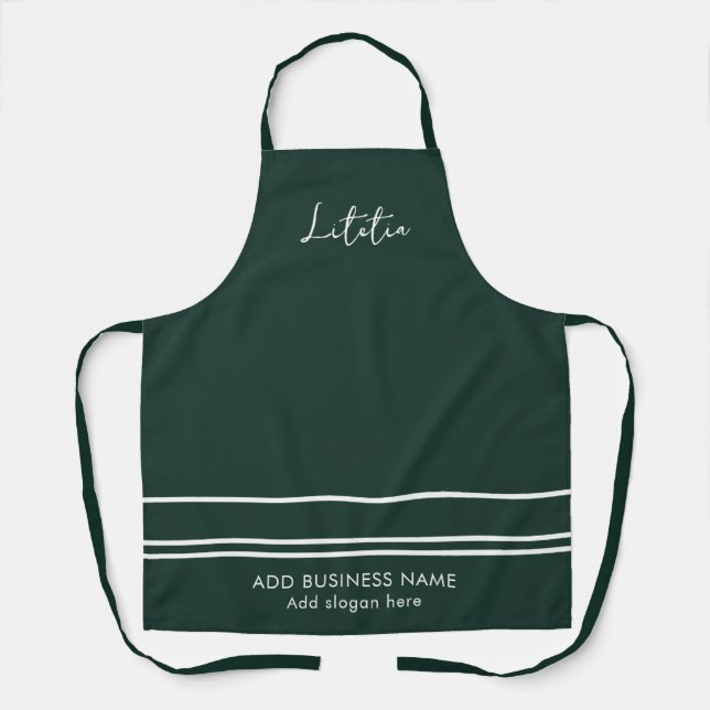 Your Business Staff Employee Hair Salon Green Apron (Front)