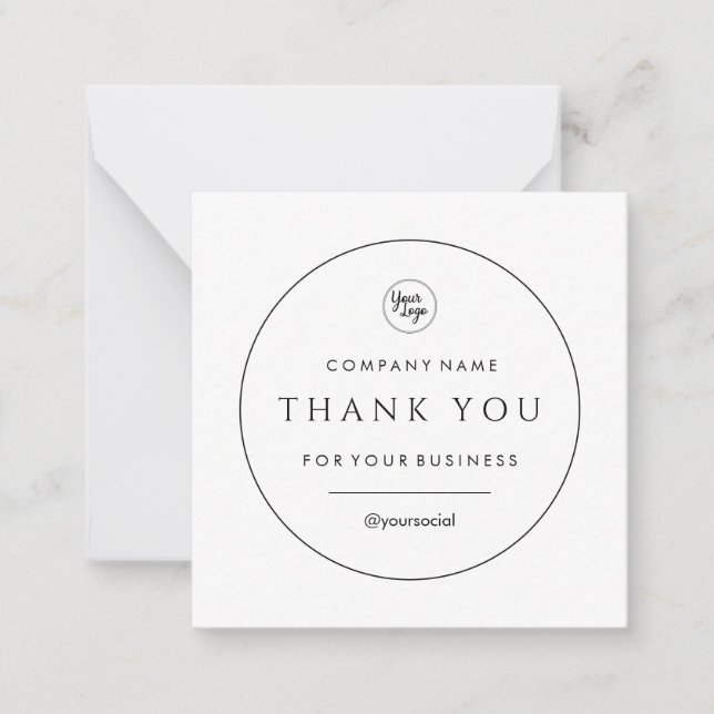 Your Business Thank You Classic Note Card (Front)