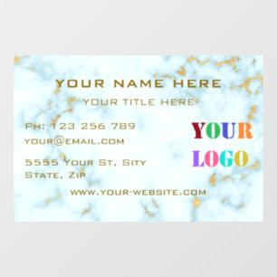 Your Bustiness Logo Window Cling Gold White Marble