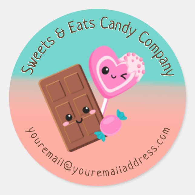 Your Candy and Chocolate  Company Classic Round Sticker (Front)