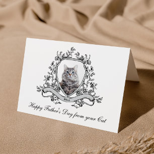 Your Cat in a Chinoiserie Crest Happy Father's Day Holiday Card