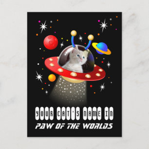 Your Cat in an Alien Spaceship UFO Sci Fi Scene Postcard