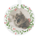 Your Cat Photo Watercolor Wreath 1st Christmas