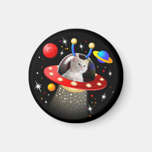 Your Cat Space Traveller UFO Sci-Fi Personalised Magnet