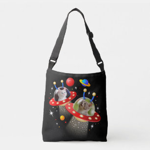 Your Cats in an Alien Spaceship UFO Sci Fi Scene Crossbody Bag