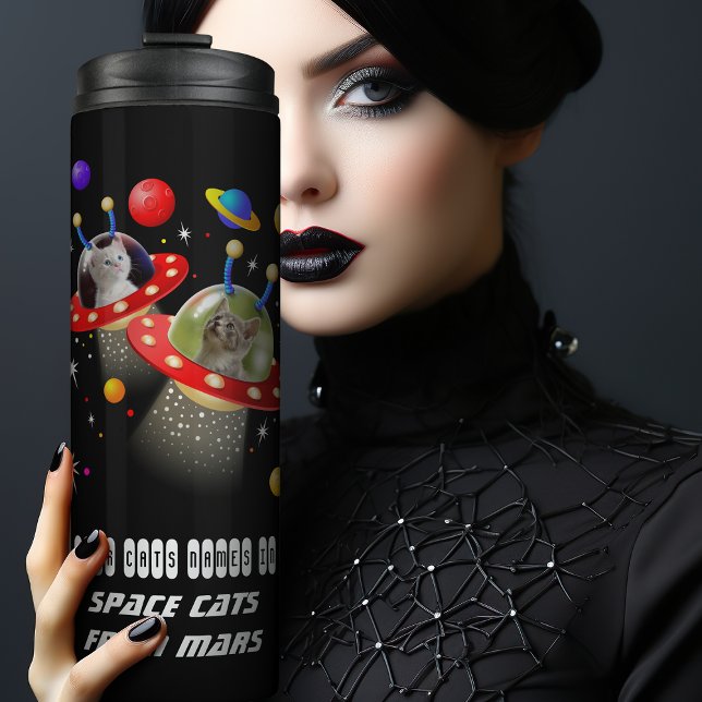Your Cats in UFOs  Cats in Space Personalised Thermal Tumbler (Creator Uploaded)