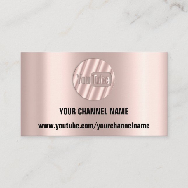 YOUR CHANNEL NAME YOUTUBER LOGO QR ROSE STRIPES BU BUSINESS CARD (Front)