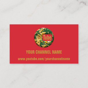 YOUR CHANNEL NAME YOUTUBER MODERN RED BUSINESS CARD