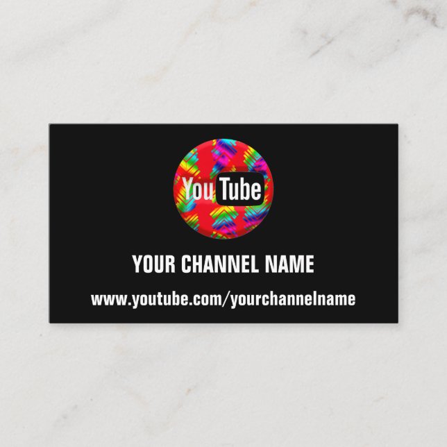 YOUR CHANNEL NAME YOUTUBER SUSCRIBE RAINBOW BUSINESS CARD (Front)