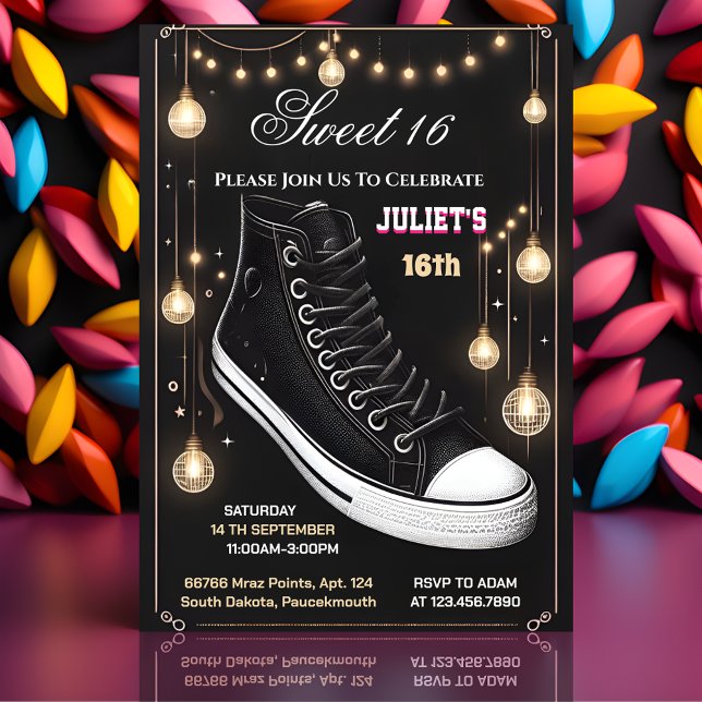 Your Chic Girl Sweet 16 Sneaker Ball 16th Birthday Invitation (Creator Uploaded)