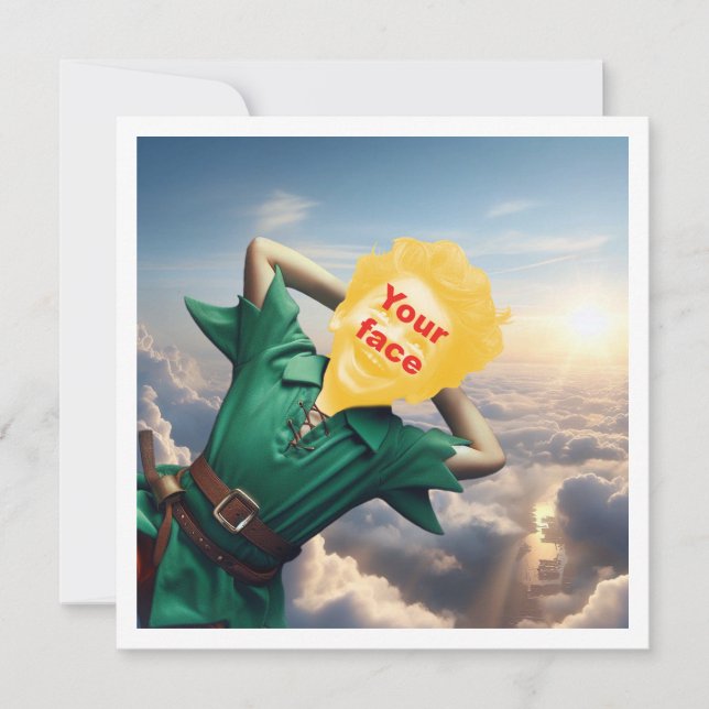 Your child as Peter Pan flying high, fairytale  Card (Front)