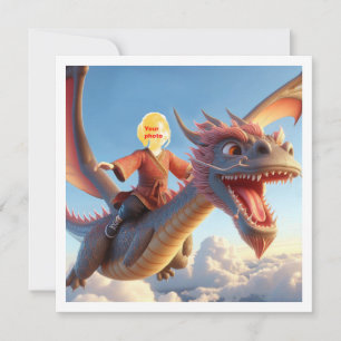 Your child flying on Asian dragon, dragon card