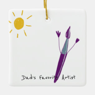 Your Child’s Artwork For Dad Christmas Ceramic Ornament