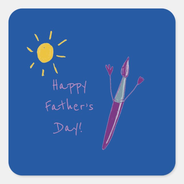 Your Child’s Artwork For Dad Square Sticker (Front)