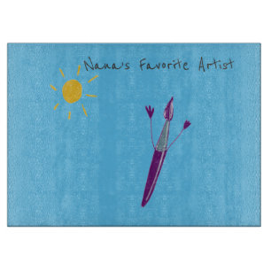 Your Child’s Artwork For Nana On A Glass Cutting Board