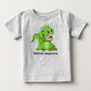 Your Child's Name Happy Baby T-Rex Dinosaur  Baby T-Shirt